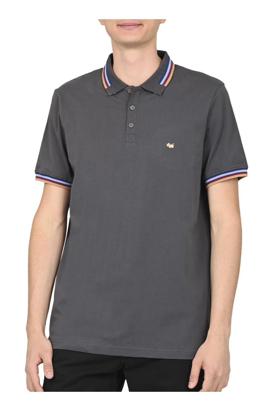 Polo Neira Manga Corta