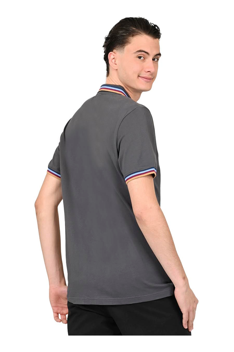Polo Neira Manga Corta