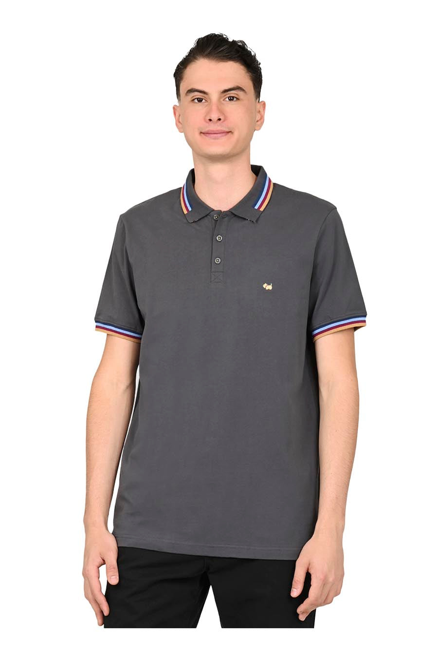 Polo Neira Manga Corta
