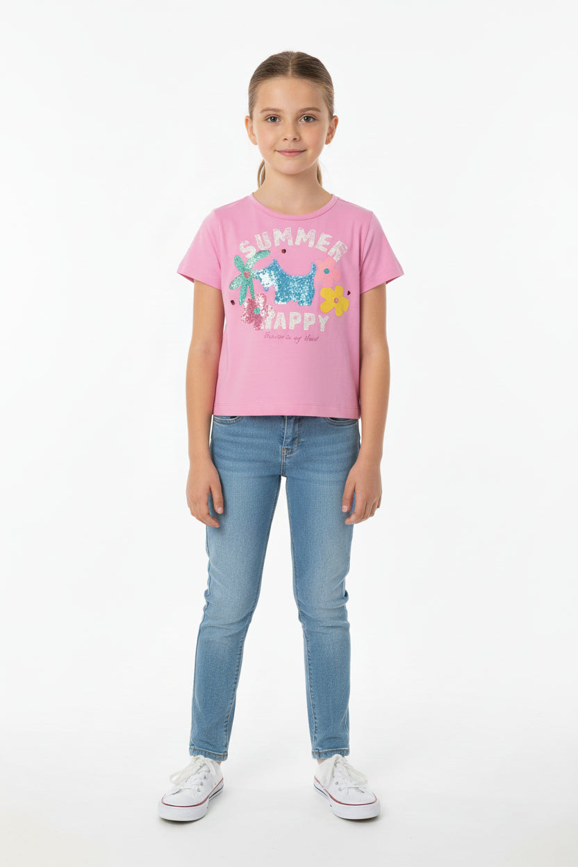 Playera Happy manga corta
