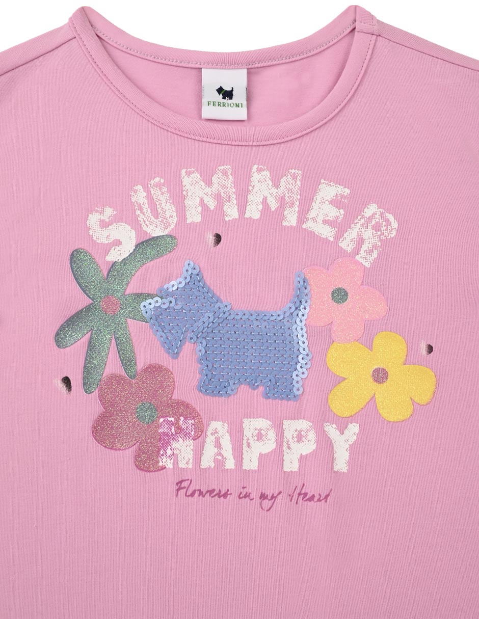 Playera Happy manga corta